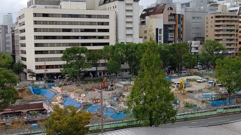 建物の建設も開始 久屋大通公園整備状況2019年9月