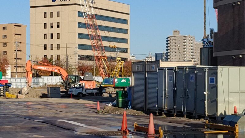 基礎工事が着々と・・・ノリタケ本社工場跡地再開発 2019年12月状況