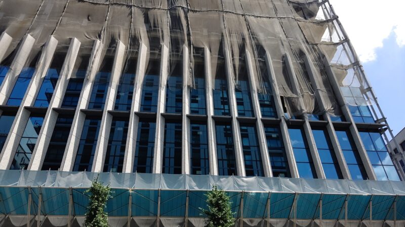 建物の一部には窓ガラスも設置 三菱ufj名古屋ビル 仮称 N3計画 建設状況 年8月 名古屋 栄日記