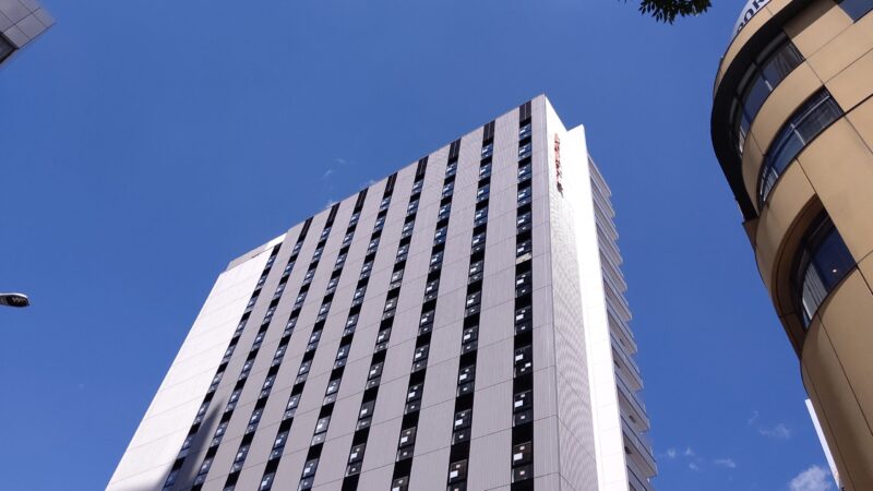 外観はほぼ完成 ホテルフォルツァ名古屋栄建設状況 2020年8月