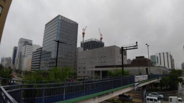 日銀前交差点からもにょっきり・・・「プラウドタワー名古屋錦」（名古屋・錦二丁目７番第一種市街地再開発事業）2021年4月
