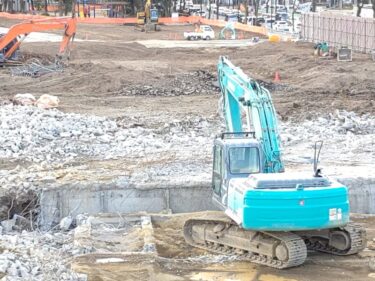 既存施設の解体がほぼ完了・・・新「愛知県体育館」建設状況  2022年3月