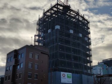 早くも躯体は一部最上階に・・・第三銀行跡地「(仮称)中村区名駅5丁目PJ」2022年12月