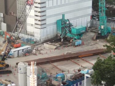 現場には大きな鉄骨が・・・「【仮称】錦三丁目25番街区」建設状況 2023年6月