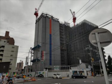 躯体工事は終盤・・・「リニアゲートタワー名古屋」（【仮称】中村区中島町計画新築工事）建設工事　2023年7月