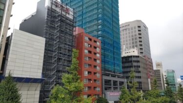 荘厳なエントランスが少しずつ・・・「ザ・ファインタワー久屋大通」（【仮称】名古屋市中区丸の内3丁目計画）建設状況　2023年9月