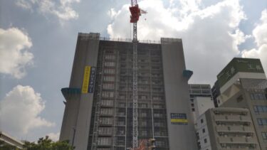 最上階まであと一息・・・「葵クロスタワー」（【仮称】東区葵一丁目計画）建設状況　2024年8月