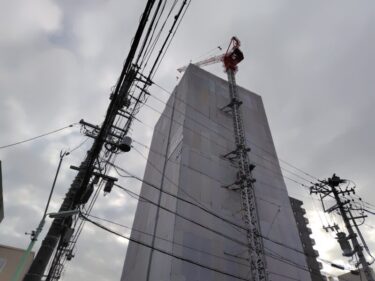 躯体はすでに最上階・・・「タワー・ザ・ファースト栄三丁目」建設状況 2025年2月
