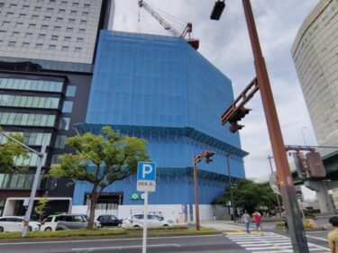 躯体はすでに最上階・・・「名古屋銀行名古屋駅前支店ビル」建設工事　2026年7月